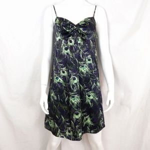 Fun Colorful Silk Sleeveless Peacock Dress